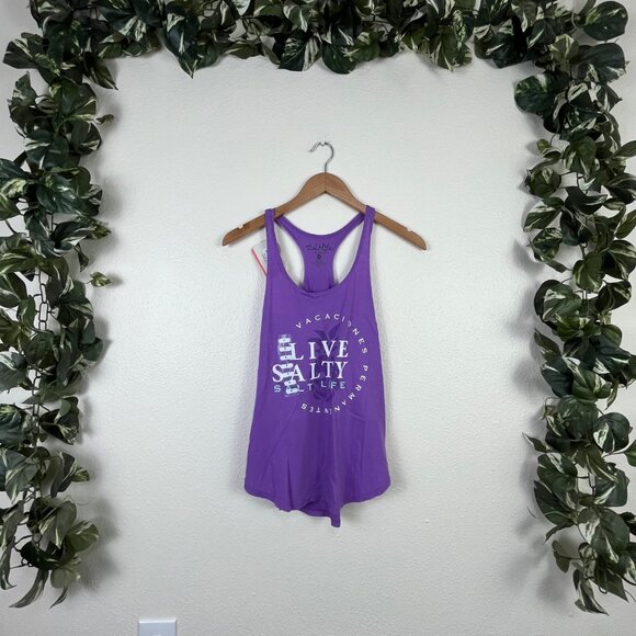 Salt Life Permanent Vacation Graphic Tank Top Purple NWT Women’s Size S - Picture 1 of 5